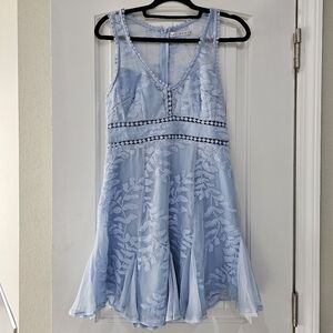 SAINTS + SECRETS Light Blue Floral Lace Mini Dress